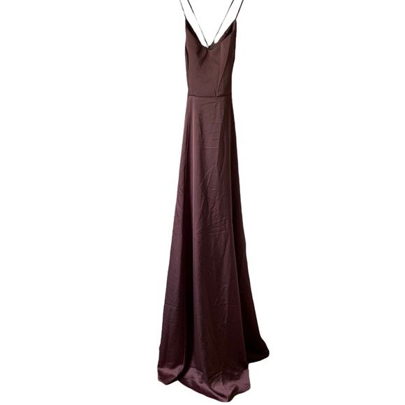 Show Me Your Mumu Godshaw Goddess Gown in Dusty Plum Luxe Satin - Picture 7 of 7